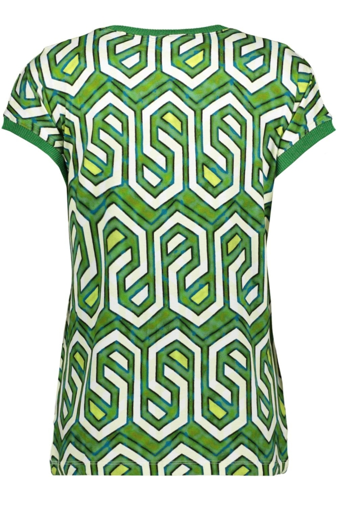 SARAH T SHIRT MET GRAFISCH PATROON 32403 60 530 GREEN/OFF WHITE